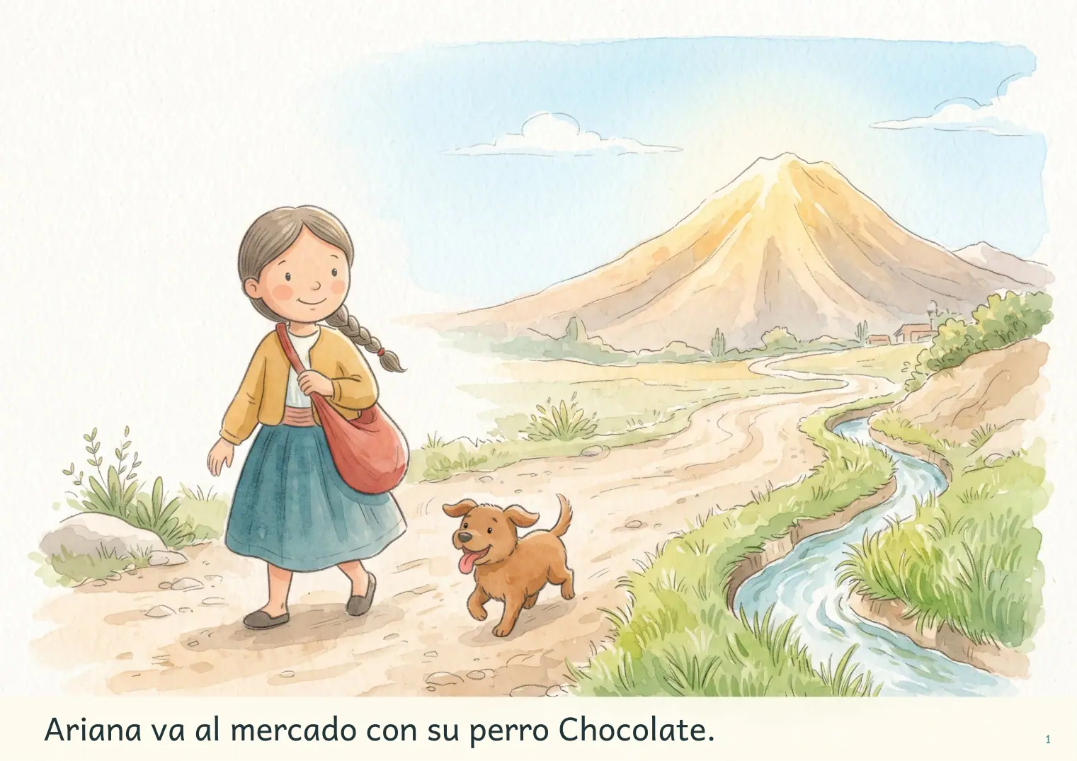 Página real 1 del material · Cuento · Ariana va al mercado con su perro Chocolate